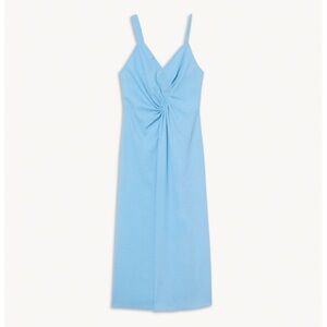 New! SANDRO Esmee Sky Blue Midi Dress With Slit 38 US 4-6